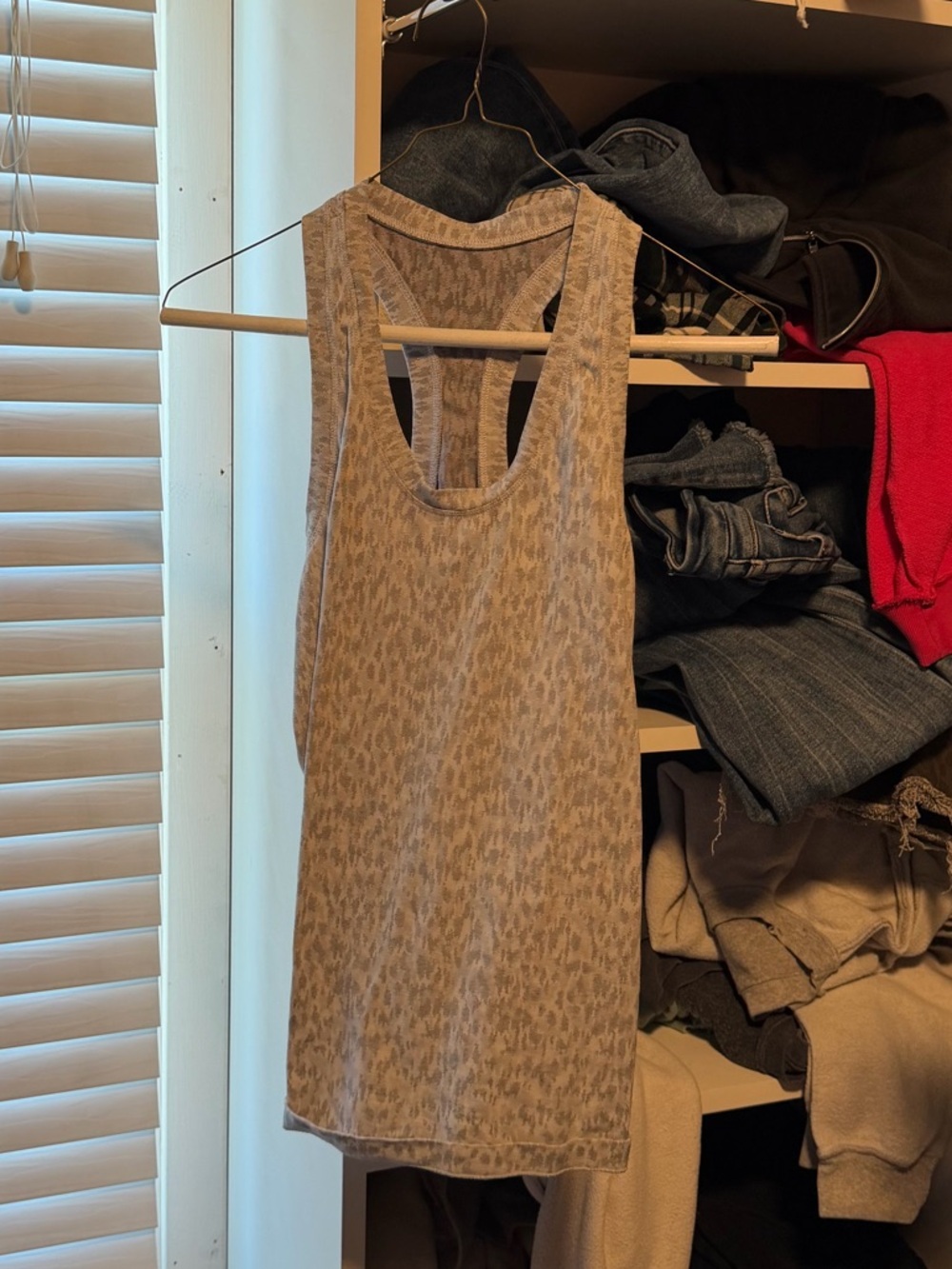 Athleta Gray Animal-Print Racerback Tank Top